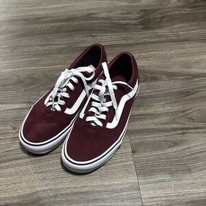Vans Women's Burgundy and White Sneakers